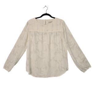 LOFT Blouse Women Small Textured Floral Long Sleeve Lightweight Elegant Boho Top